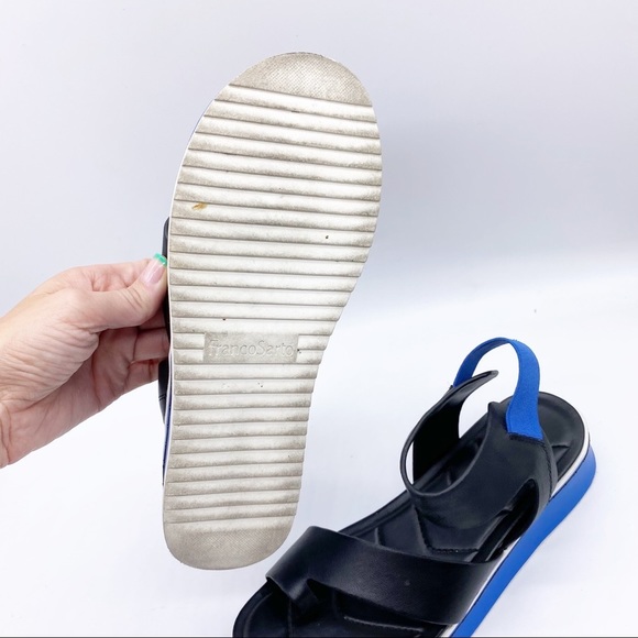 Franco Sarto-Leather Black blue Platform Sandals 7.5 - Picture 4 of 6